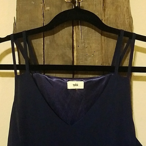 Tobi Dark Blue Double Spaghetti Strap Dress sz S - Picture 4 of 5